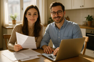 Couple de jeunes professionnels confiants à la maison
