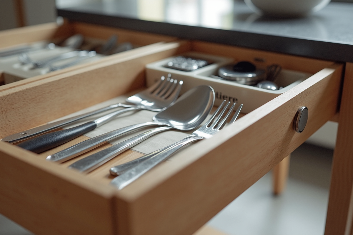 Coffre de cuisine moderne avec contenants etiquettes