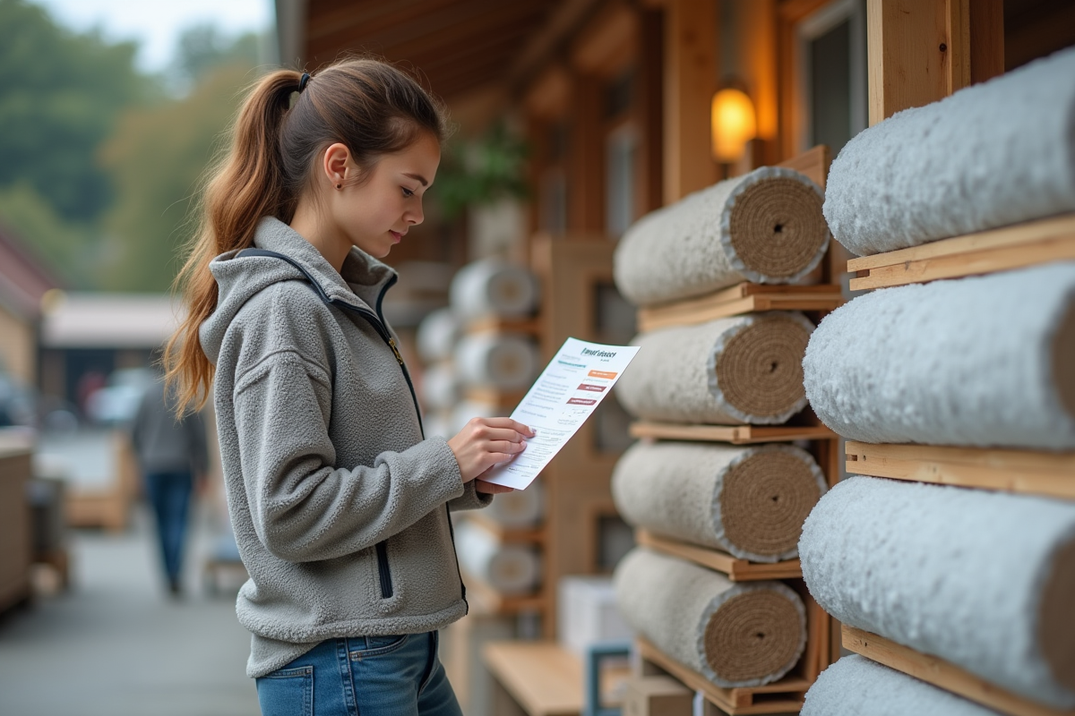 Jeune femme examinant echantillons d